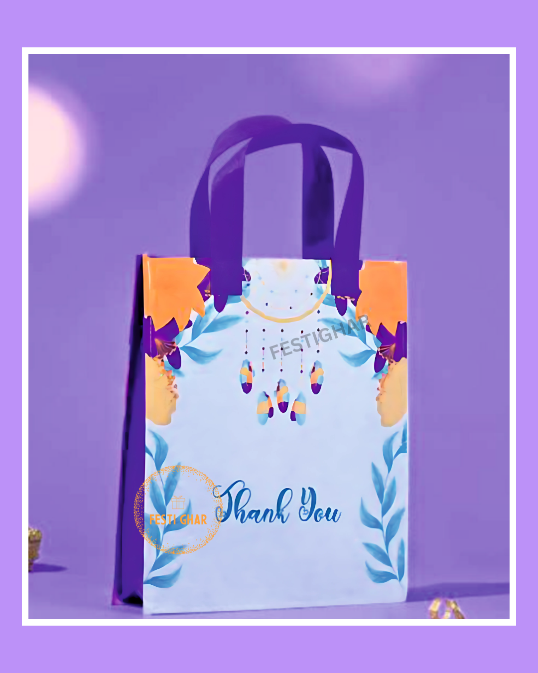 Wedding Fabric Bags in blue and orange