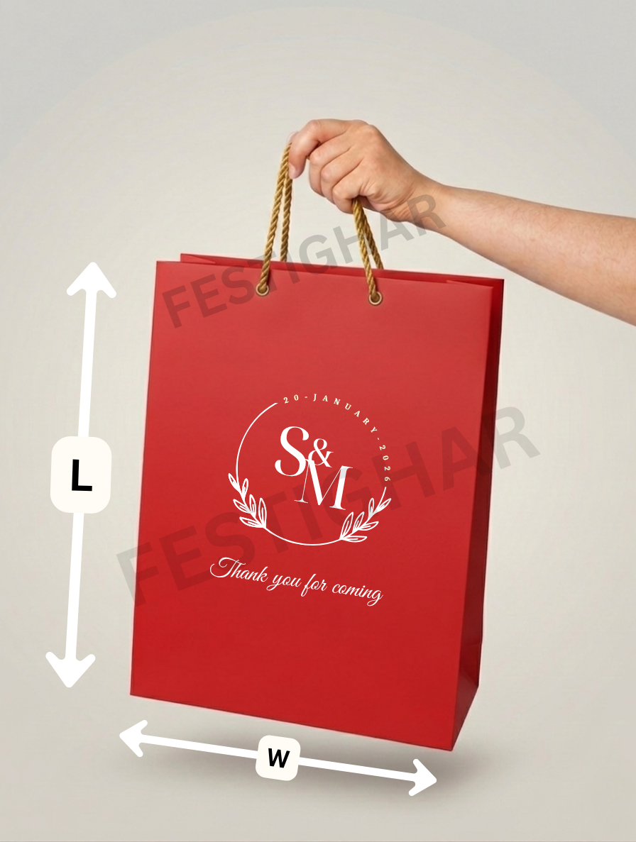 Customized Paper Bags for Wedding with initials and message