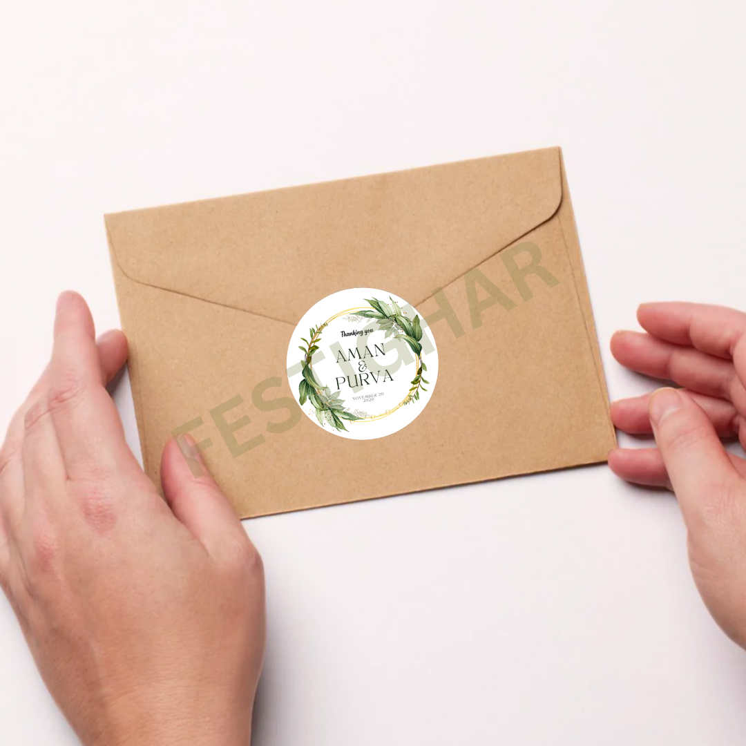 Gift sticker for wedding green colour