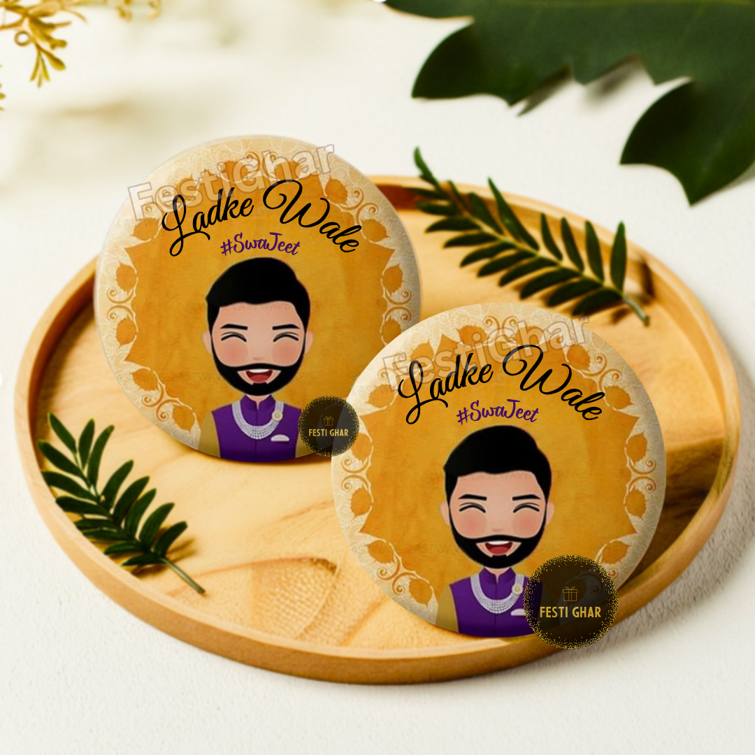 Customized wedding badge Ladkewale