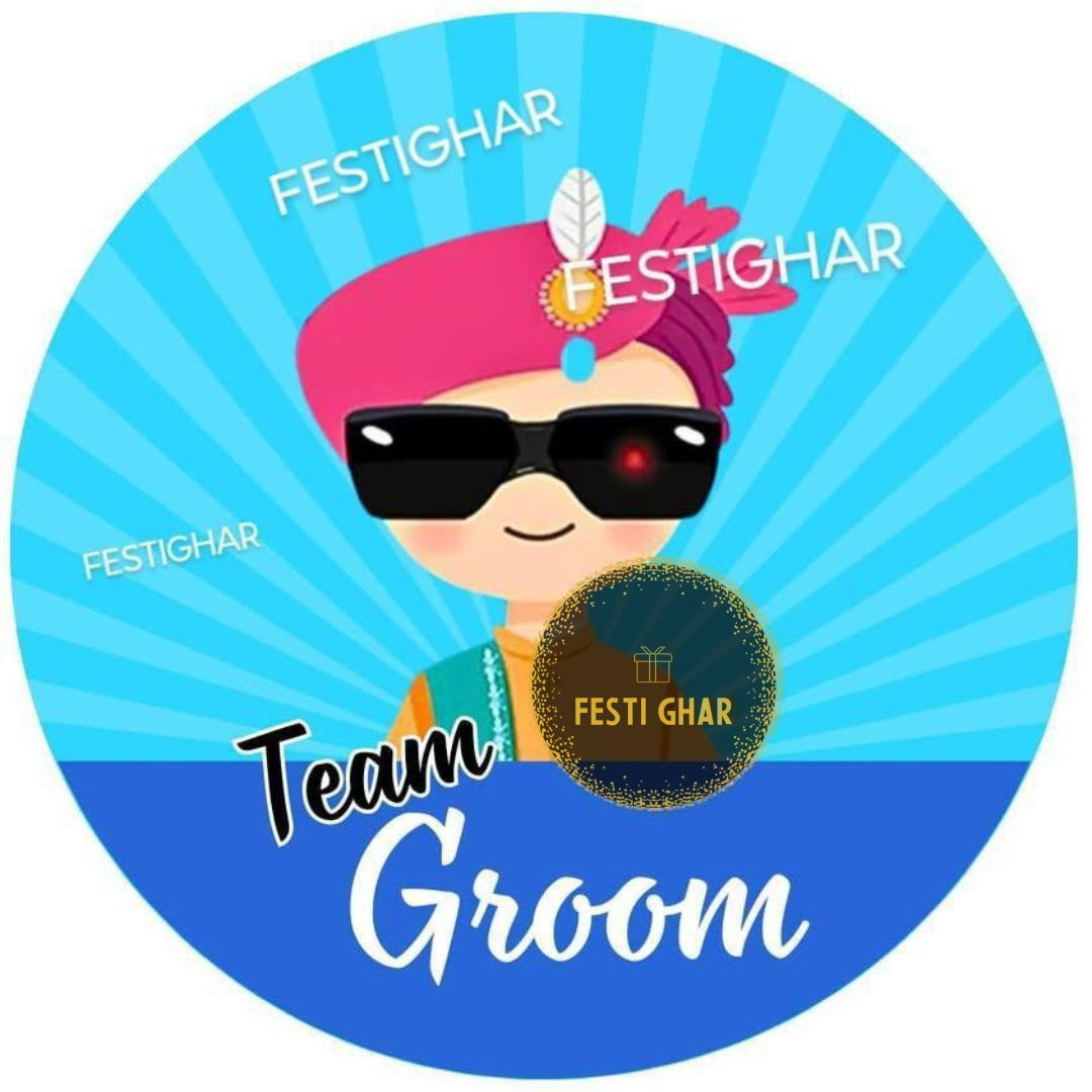 Team Groom funky badges
