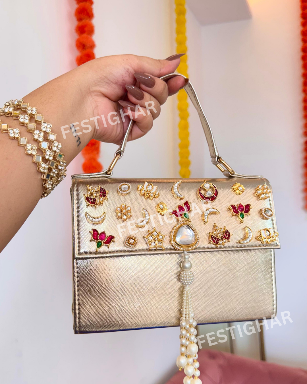 Designer Kundan Bags with Tassel