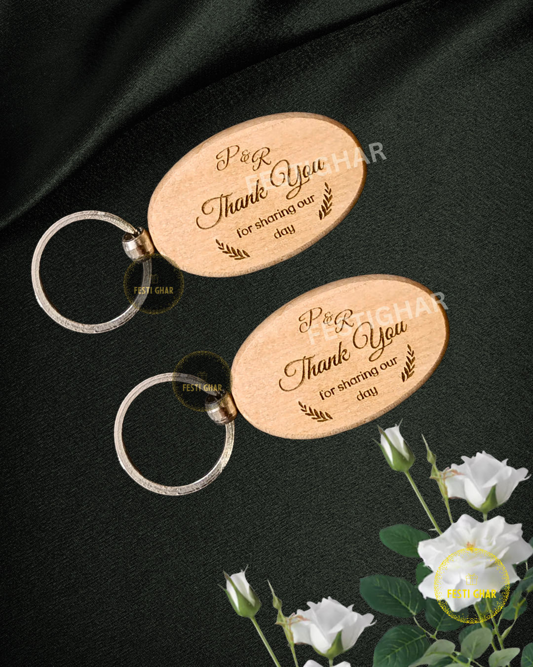 wooden Engraved Keychain in Oval shape