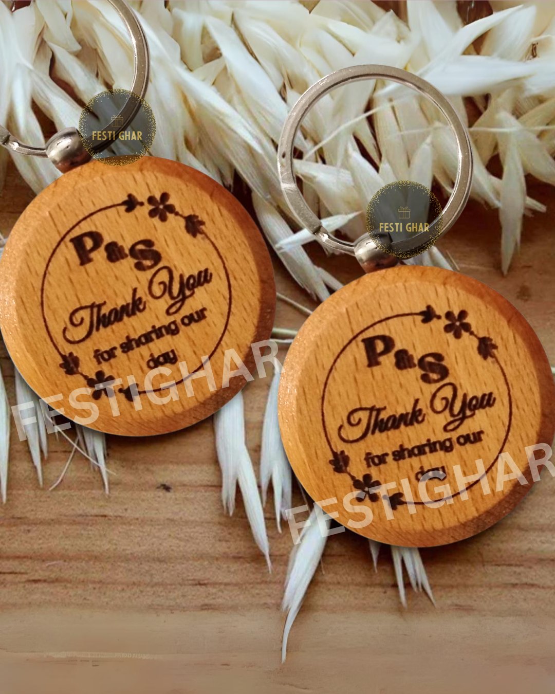 Wooden Engraved Keychain with initials