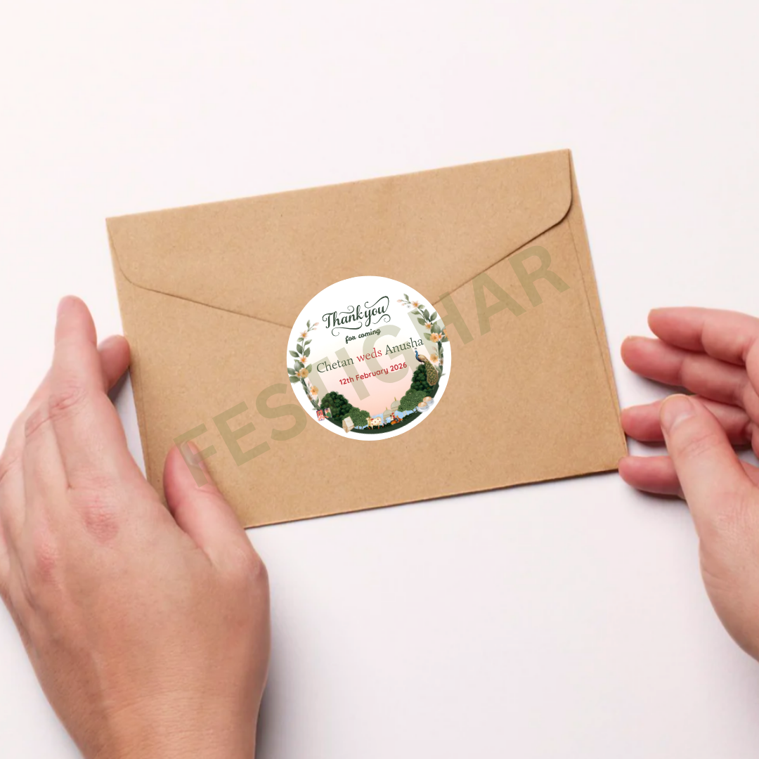 Gift sticker for wedding green theme
