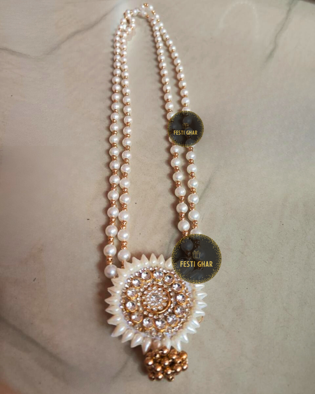 White golden pearl Mala