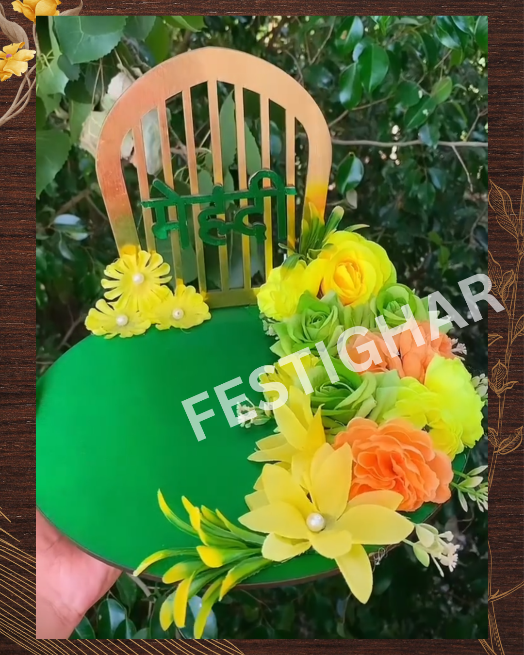 Mehendi Platter in Green and Yellow