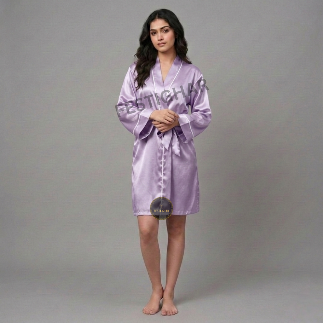 Premium Satin Robe with piping - Mother of the Bride
