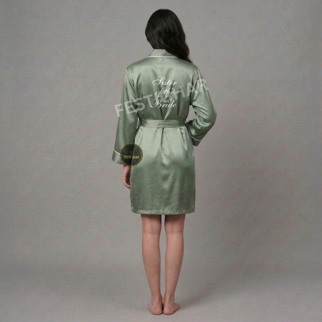 Premium Satin Robe with piping - Sister of the Bride