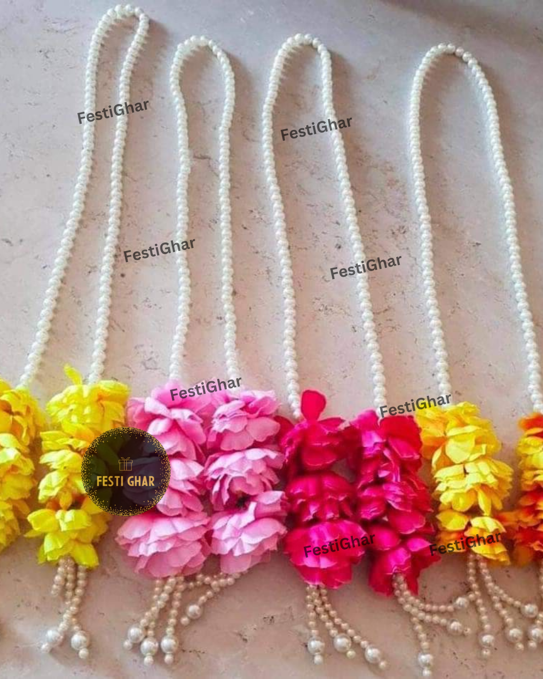 Baraat Welcome Dupatta with pearls and flowers