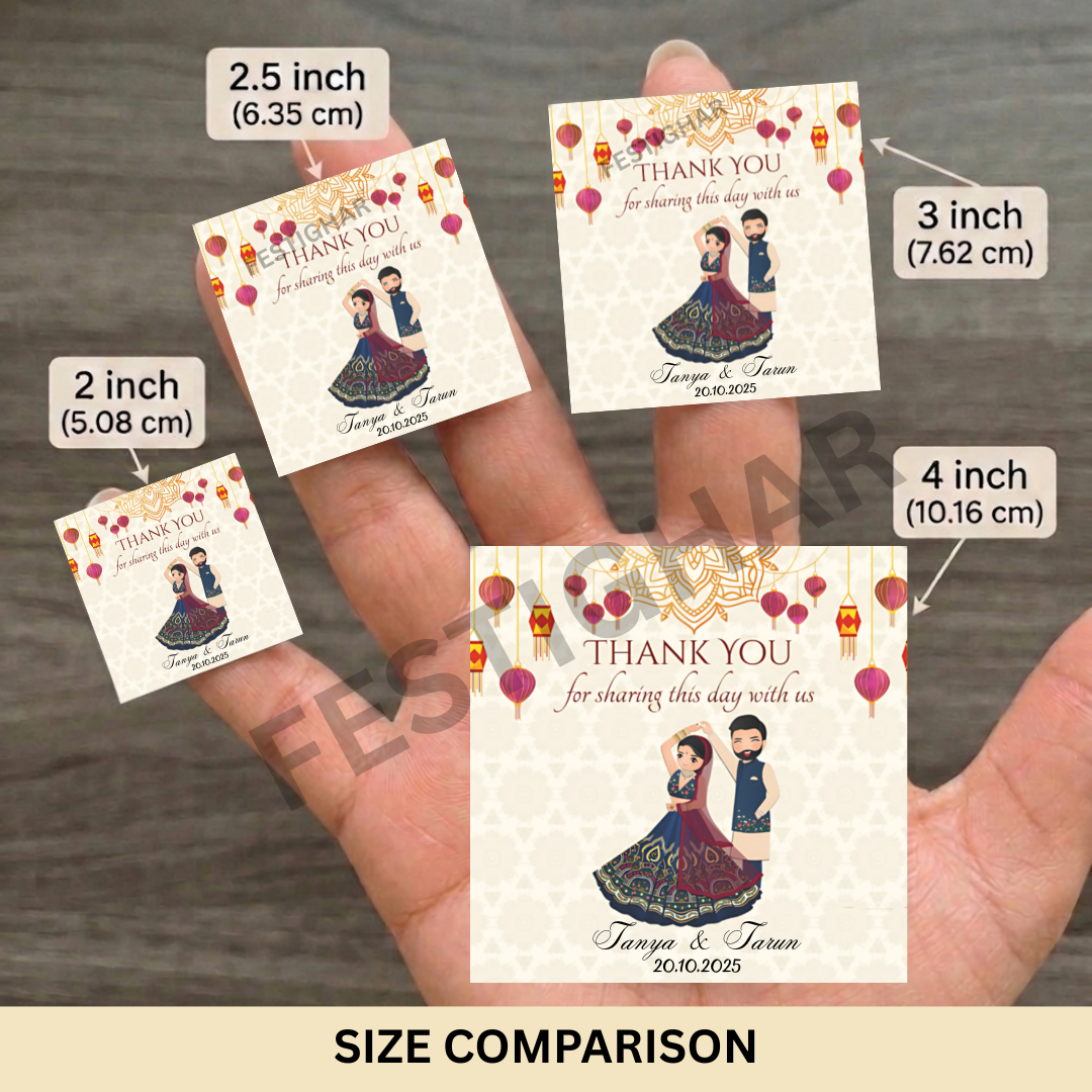 Gift sticker for wedding in square