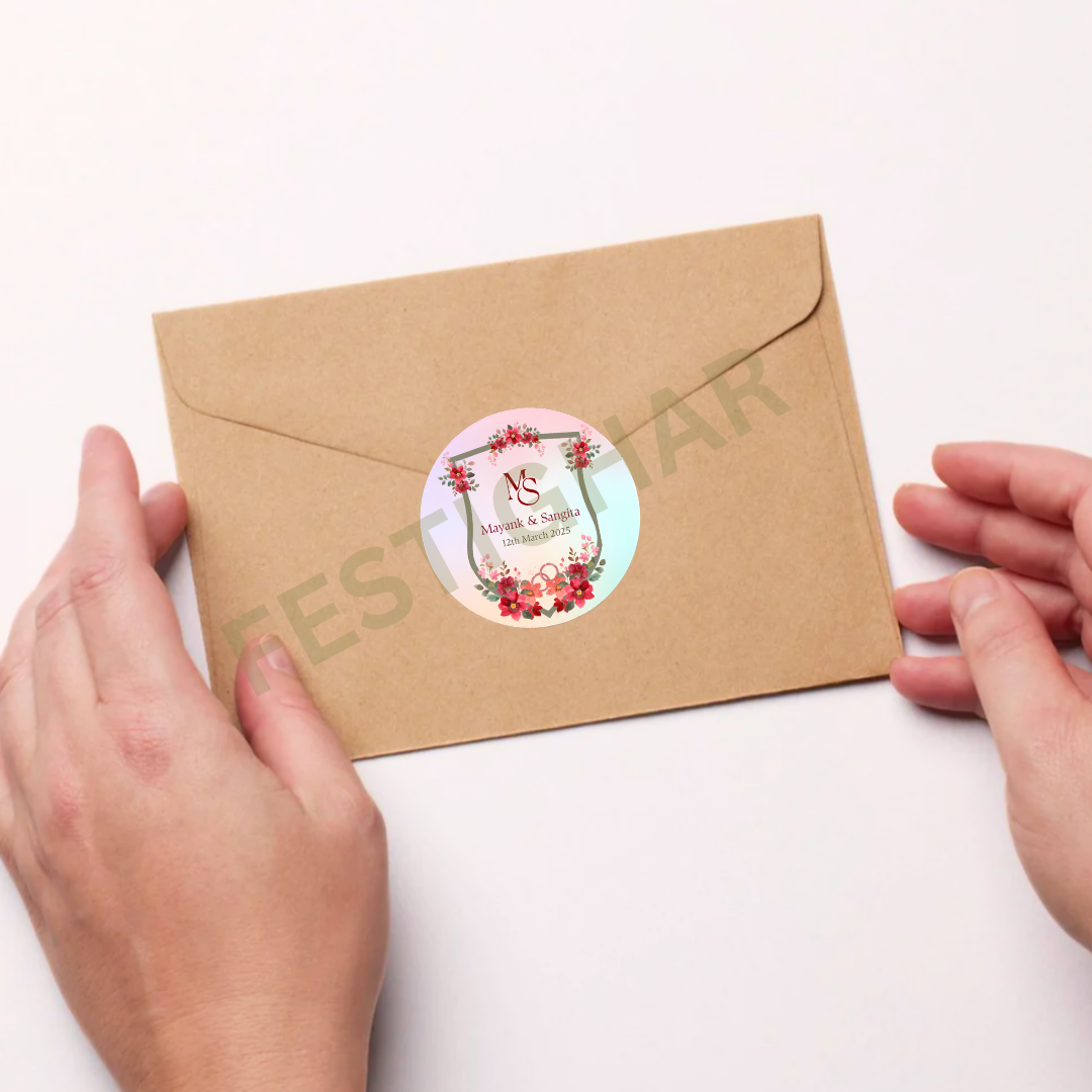 Gift sticker for wedding flower theme