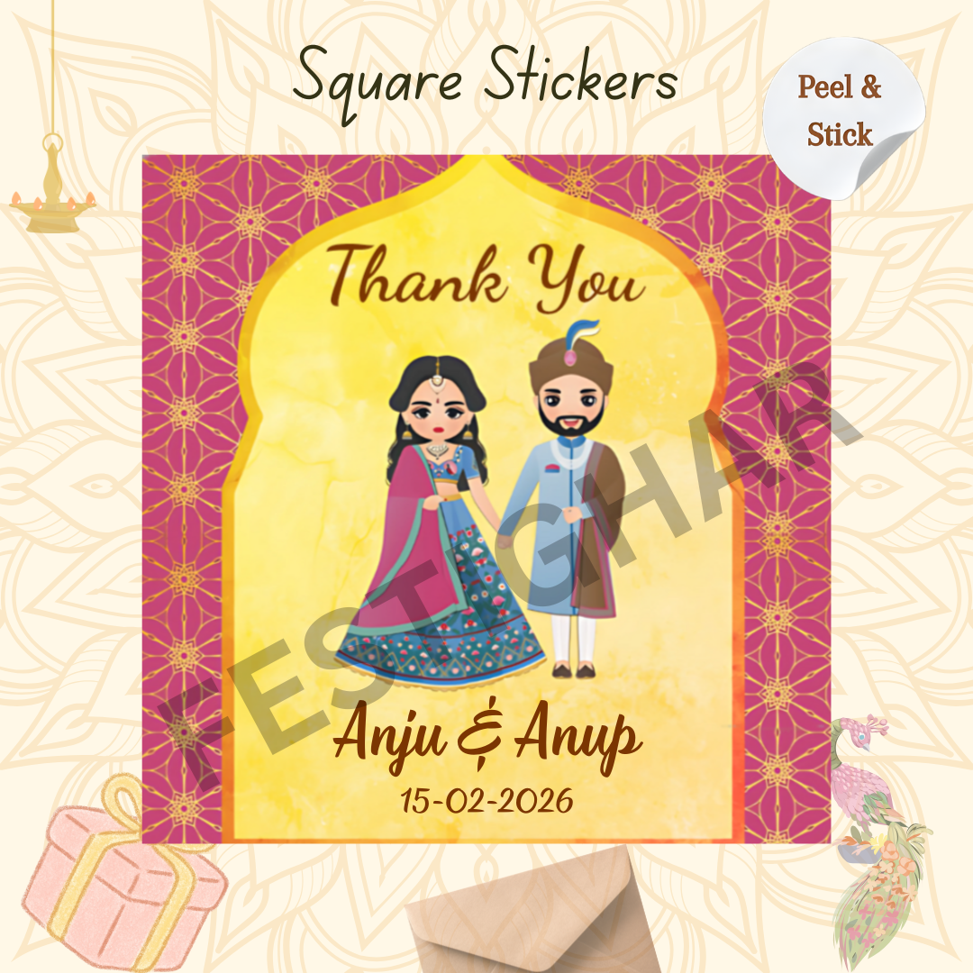 Gift sticker for wedding in square