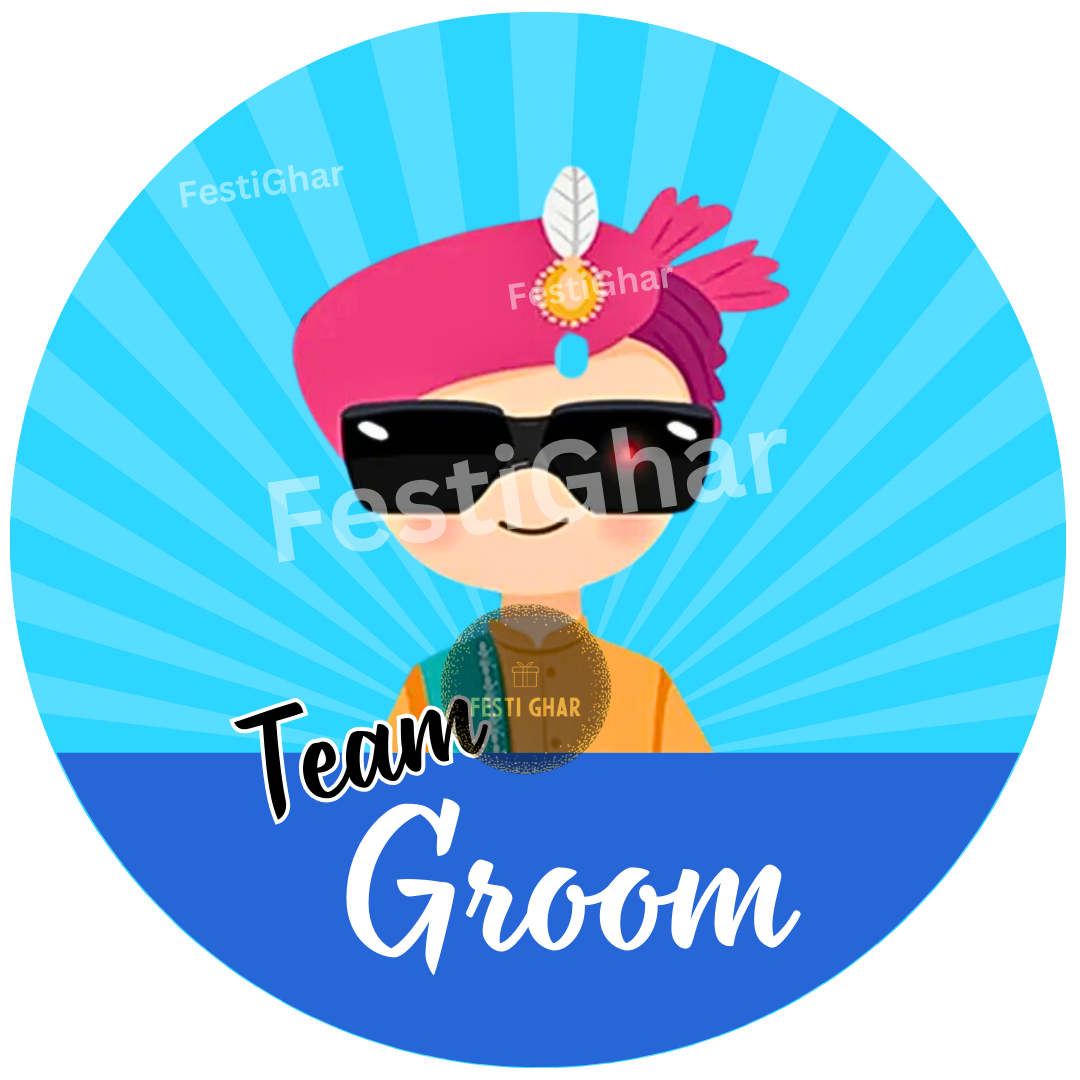 Team Groom funky badges
