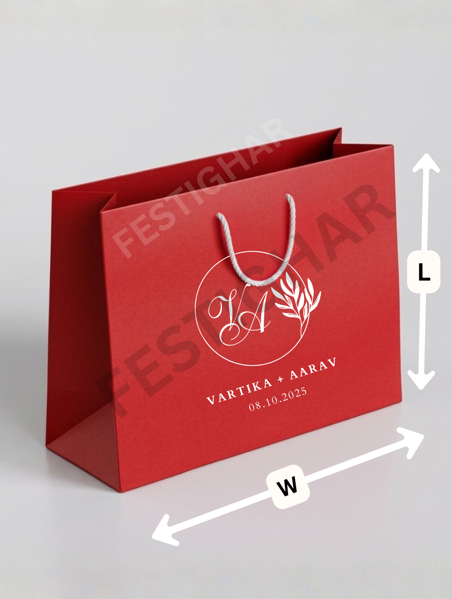 Customized Paper Bags for Wedding with leaf design
