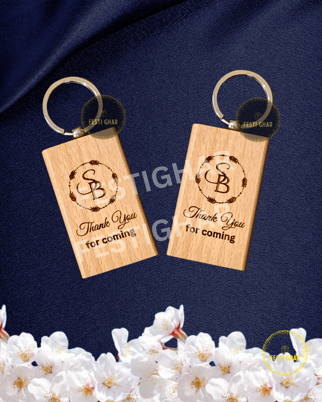 wooden Engraved Keychain in rectangle