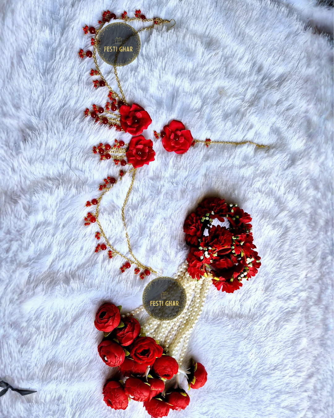 Red flower jewelry with heavy Kalire
