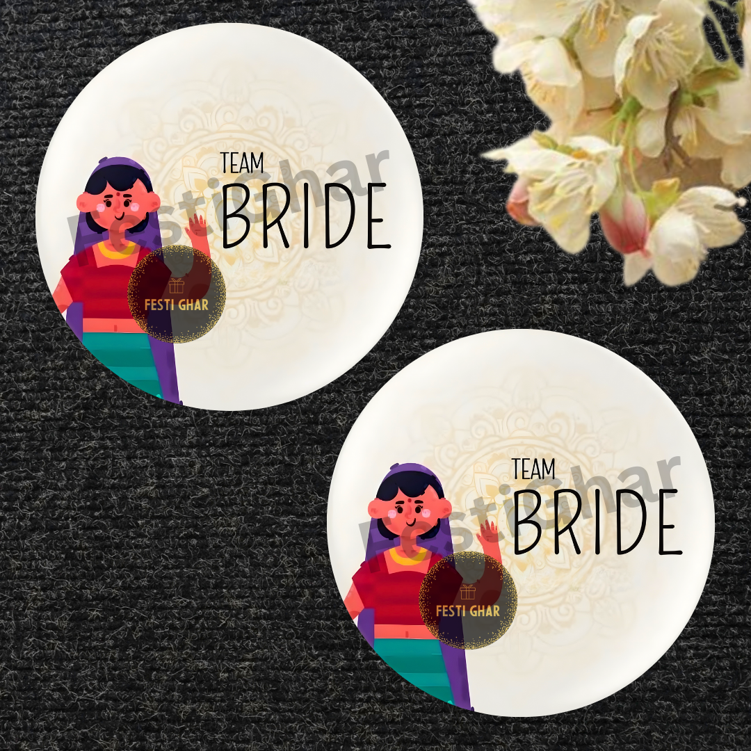 Team Bride new funky wedding badges
