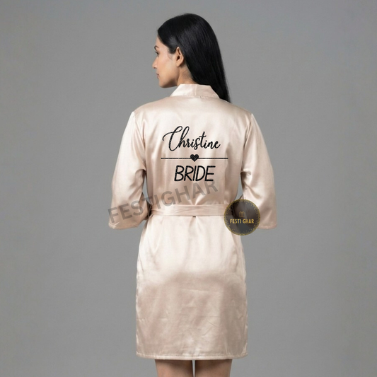 SPARKLE Premium Satin Robe - Customized heart and heart design