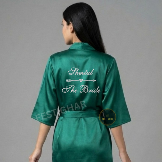 SPARKLE Premium Satin Robe - Customized arrow and heart design