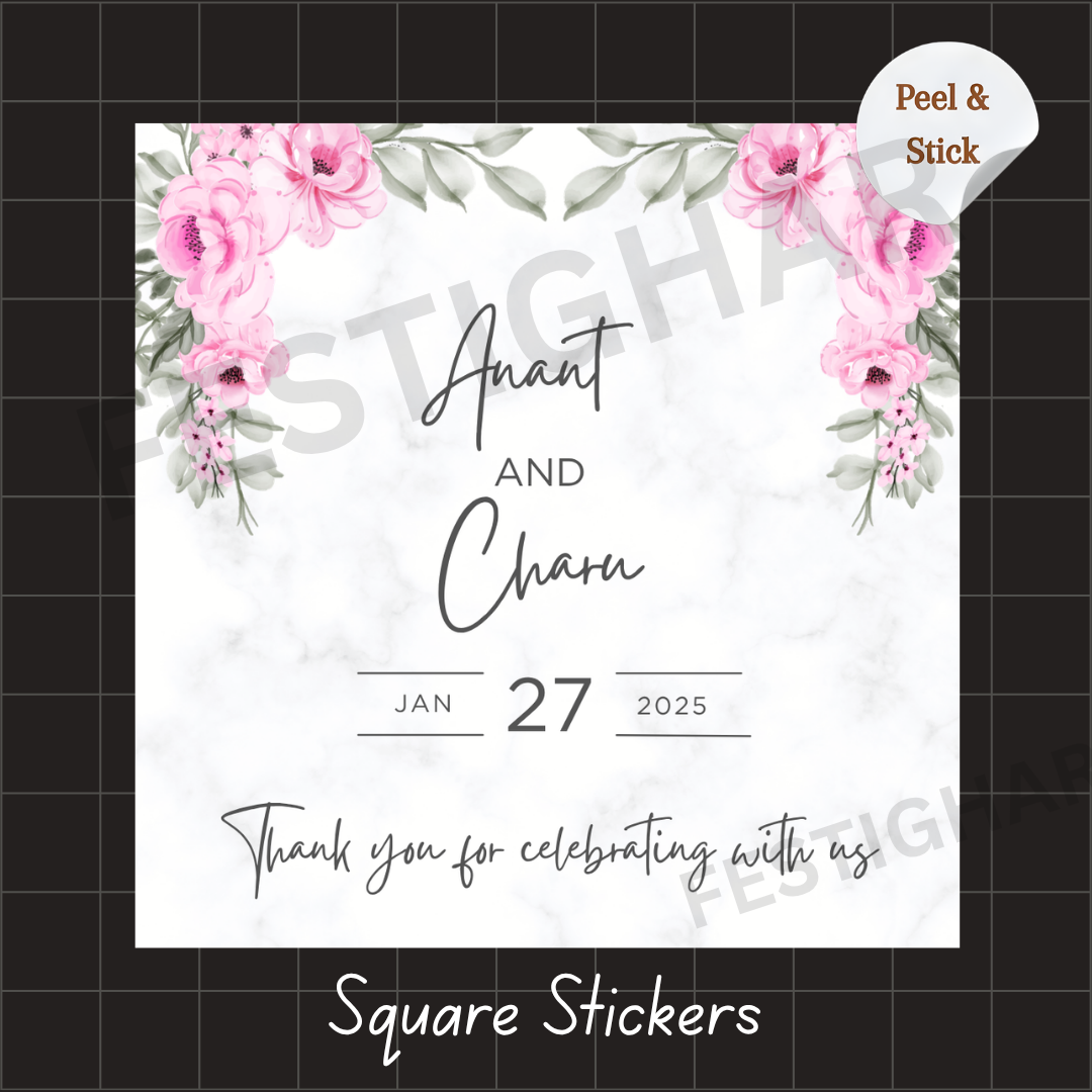 Gift sticker for wedding in floral