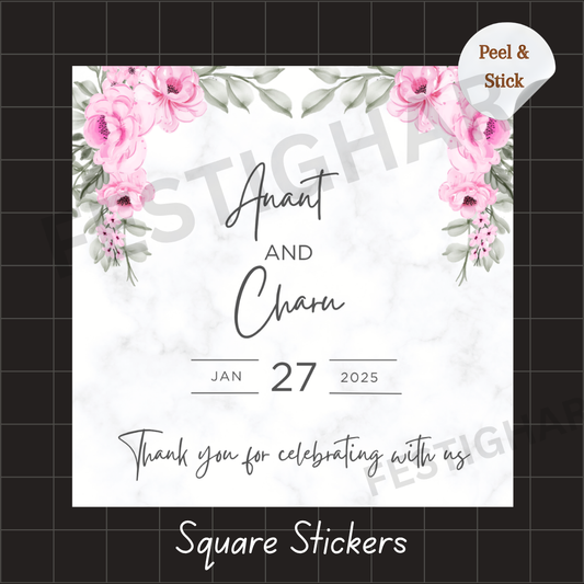 Gift sticker for wedding in floral