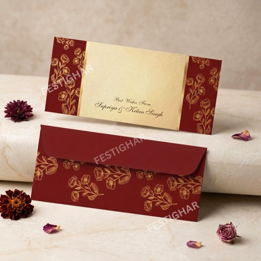 Personalised Money Envelopes - Maroon floral theme