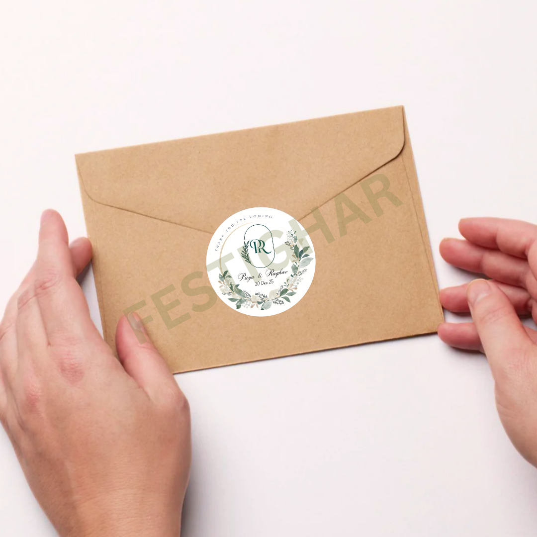 Elegant green wedding gift sticker