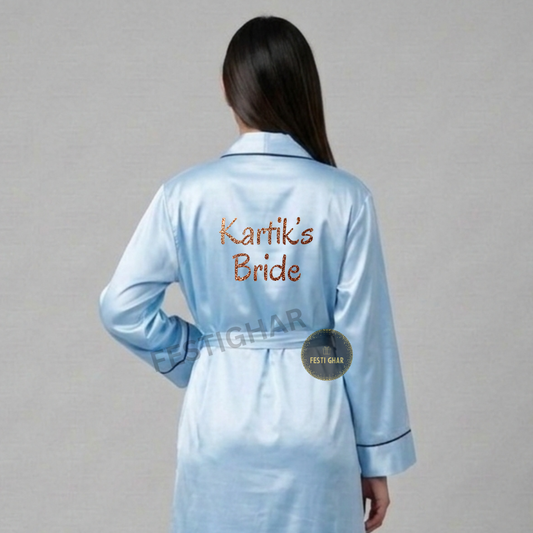SPARKLE Premium Satin Robe with Piping - Personalized