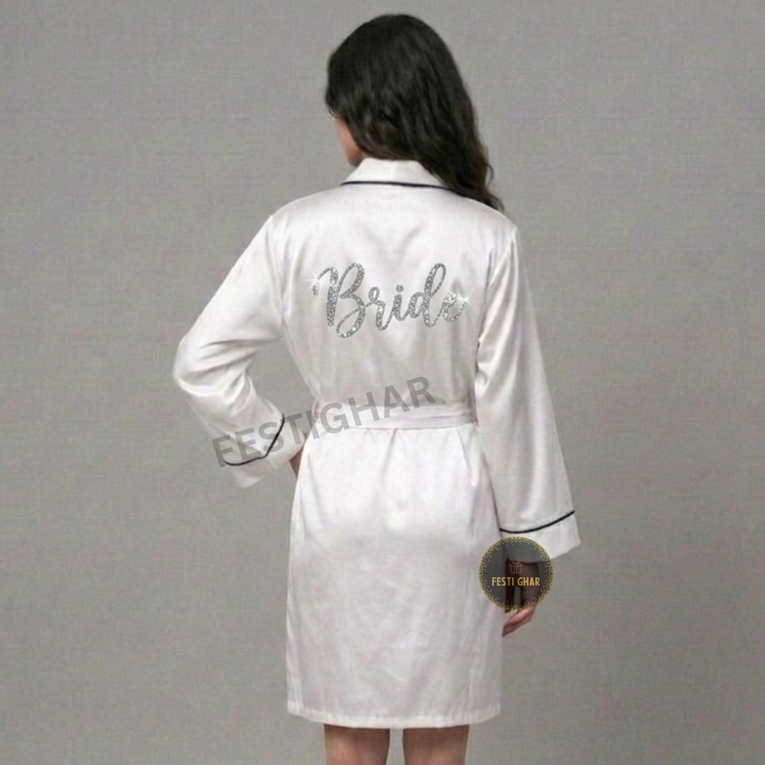 SPARKLE Premium Satin Robe with Piping - Personalized