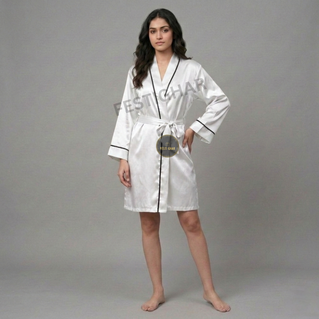SPARKLE Premium Satin Robe with Piping - Personalized