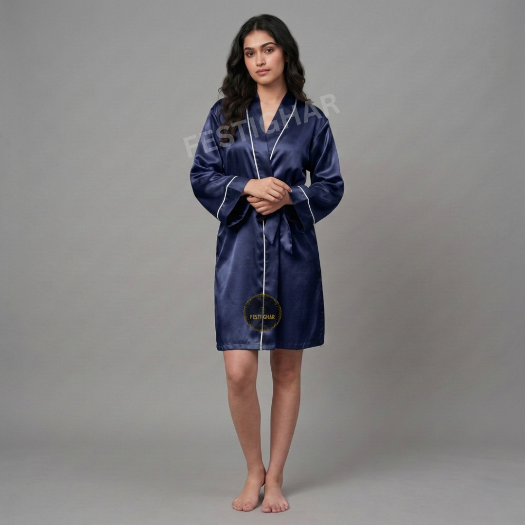SPARKLE Premium Satin Robe with Piping - Customized arrow heart design