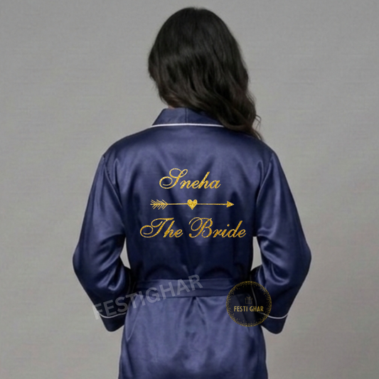 SPARKLE Premium Satin Robe with Piping - Customized arrow heart design