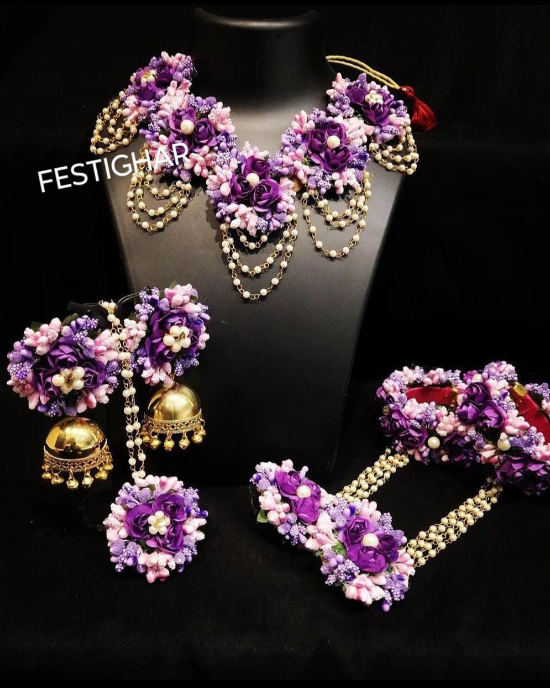 Purple and white Flower Jewelry