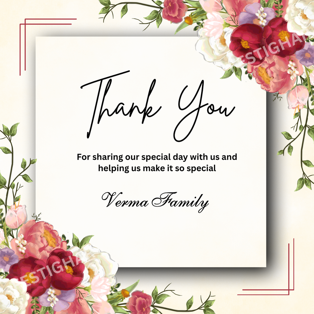 Thank you Cards customized in floral theme