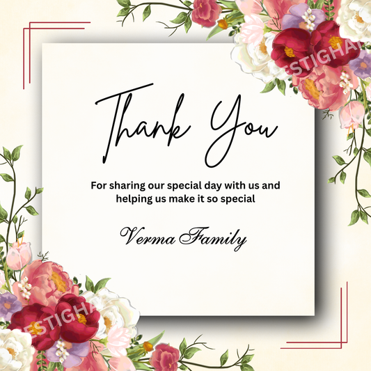 Thank you Cards customized in floral theme