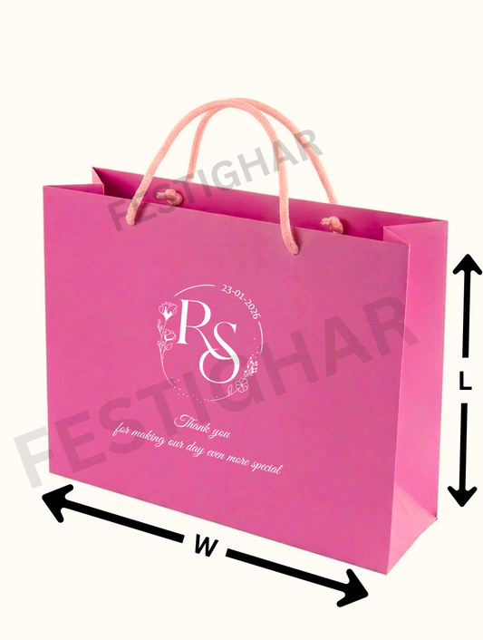 Customized Paper Bags for Wedding with date, initials and message