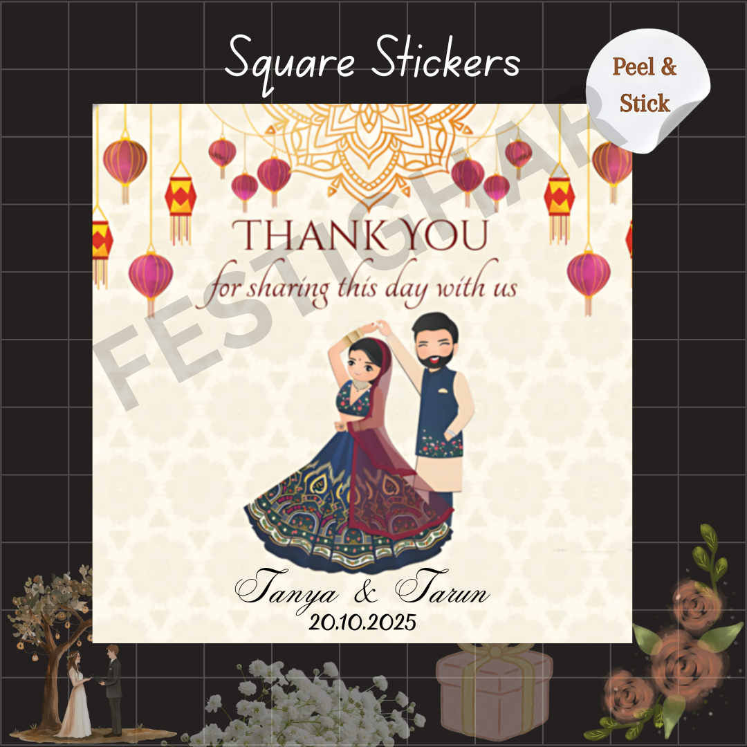 Square Gift sticker for wedding aesthetic
