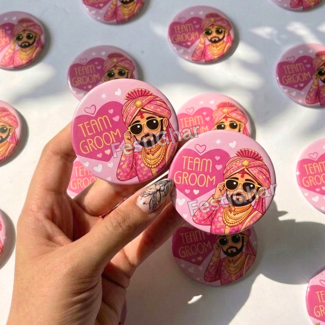 Pastel Ladkewale wedding badge