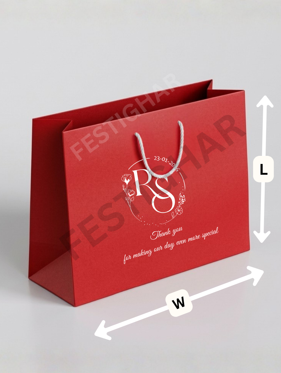 Customized Paper Bags for Wedding with date, initials and message