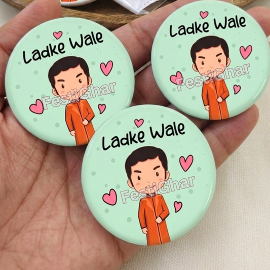 Green funky Ladkewale badges