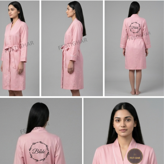 Cotton Robes with Piping - Floral Bride Design