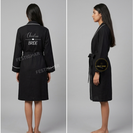 Cotton Robes with Piping - Personalized heart line design