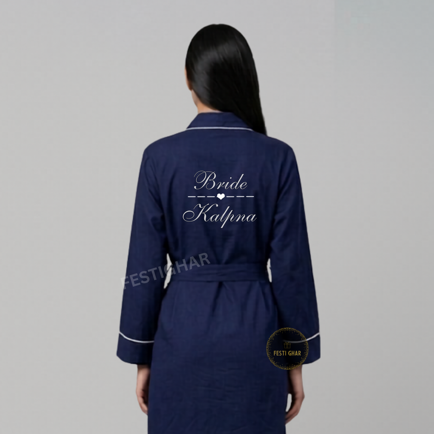 Cotton Robes with Piping - Personalized line heart design