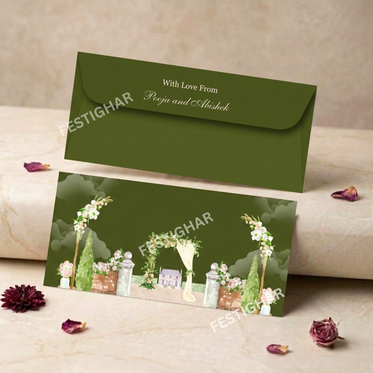 Personalised Money Envelopes - Green wedding theme