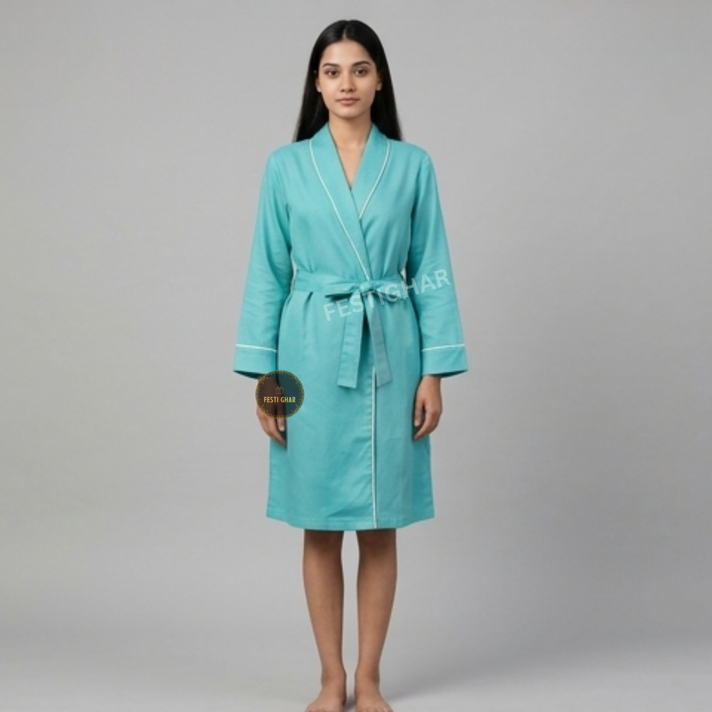 Cotton Robes with Piping - Personalized arrow heart design