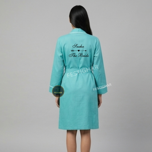 Cotton Robes with Piping - Personalized arrow heart design