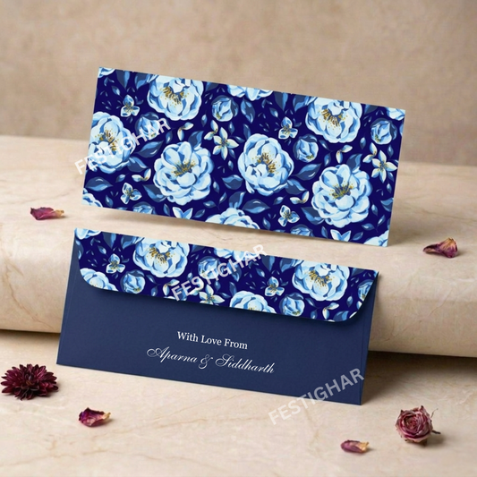 Personalised Money Envelopes - Blue flowers