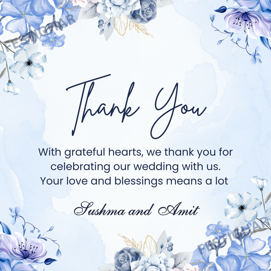 Thank you Cards customized in blue