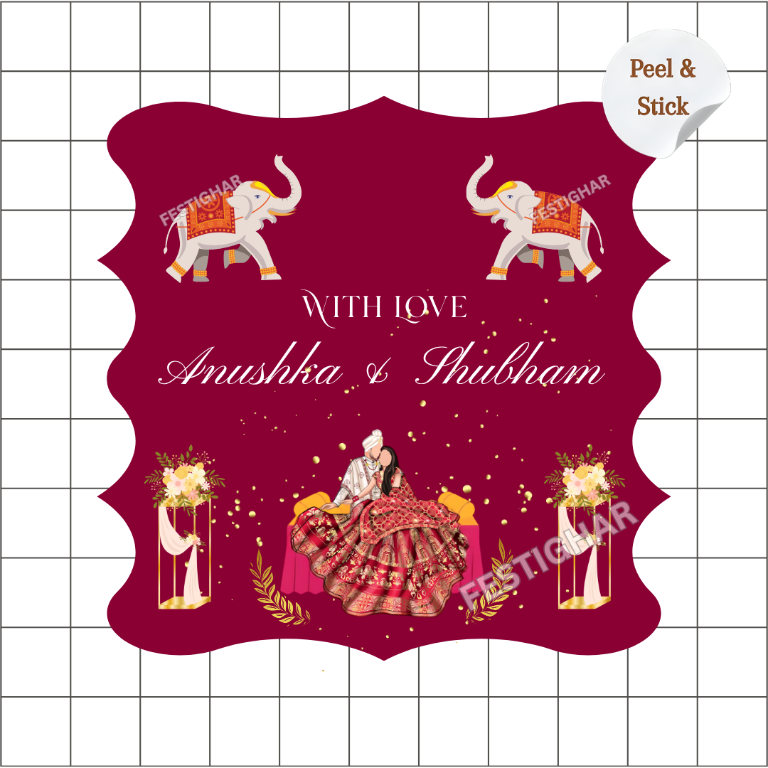 Gift Stickers in maroon | wedding stickers